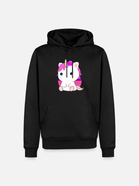 Niedliche Einhorn-Katze - Männer Premium Bio Hoodie - Schwarz