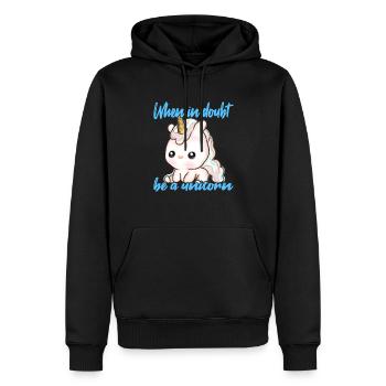 Soyez toujours une licorne - Sweat à capuche Premium bio Homme - noir - Devant - Nico (187cm)