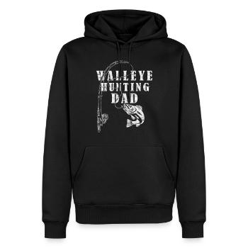 Pêche au lac Érié - Père chasseur de sandre - Sweat à capuche Premium bio Homme - noir - Devant - Nico (187cm)