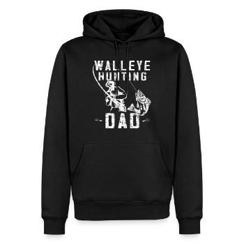 Pêche au lac Érié - Père chasseur de sandre - Sweat à capuche Premium bio Homme - noir - Devant - Nico (187cm)