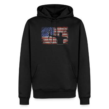 Bogenschießen Retro USA Flagge 4th of July - Männer Premium Bio Hoodie - Schwarz - Vorne - Nico (187cm)