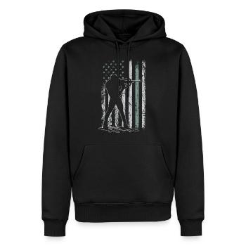 Biathlon Retro USA Flag Skis 4 juillet - Sweat à capuche Premium bio Homme - noir - Devant - Nico (187cm)