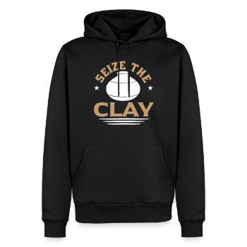 Seize the Clay - Männer Premium Bio Hoodie - Schwarz - Vorne - Nico (187cm)