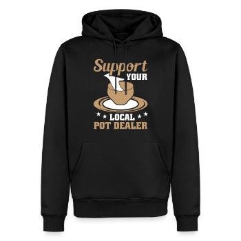 Support your Local Potdealer - Men’s Premium Organic Hoodie - black - Front - Nico (187cm)