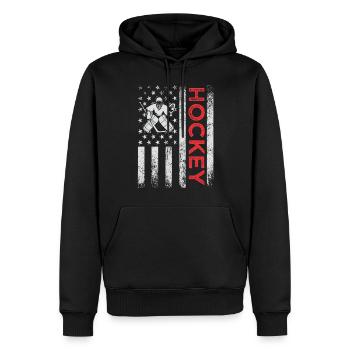 Tais-toi et emmène-moi jouer au hockey - Sweat à capuche Premium bio Homme - noir - Devant - Nico (187cm)