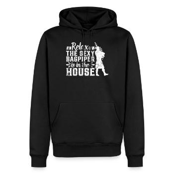 Relax Le joueur de cornemuse sexy est dans la maison - Cornemuse - Sweat à capuche Premium bio Homme - noir - Devant - Nico (187cm)