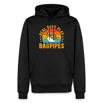 De vrais gars jouent de la cornemuse - Bagpipe Musician Bagpipe - Sweat à capuche Premium bio Homme - noir - Devant - Nico (187cm)