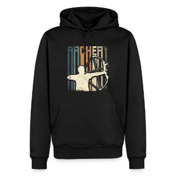 Tir à l’arc rétro vintage - Sweat à capuche Premium bio Homme - noir - Devant - Nico (187cm)