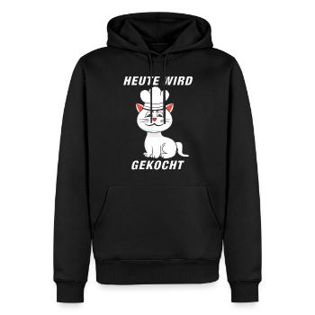 KATZE KOCH HEUTE WIRD GEKOCHT - Männer Premium Bio Hoodie - Schwarz - Vorne - Nico (187cm)