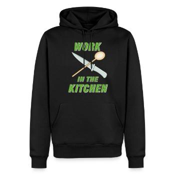 TRAVAILLER DANS LA CUISINE - Sweat à capuche Premium bio Homme - noir - Devant - Nico (187cm)