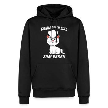 KATZE KOCH KOMM ZUM ESSEN - Männer Premium Bio Hoodie - Schwarz - Vorne - Nico (187cm)