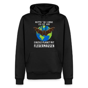 ERDE MIT FLEDERMÄUSEN - Männer Premium Bio Hoodie - Schwarz - Vorne - Nico (187cm)