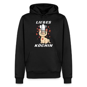 KATZE KOCH LIEBES KÖCHIN - Männer Premium Bio Hoodie - Schwarz - Vorne - Nico (187cm)
