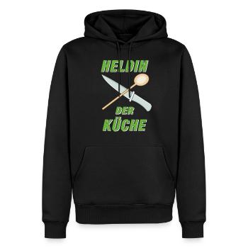 HELDIN DER KÜCHE - Männer Premium Bio Hoodie - Schwarz - Vorne - Nico (187cm)