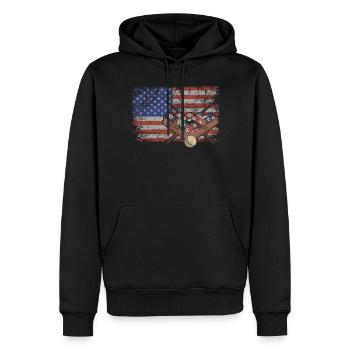 Billiard Retro USA Flag Billiard Ball 4 juillet - Sweat à capuche Premium bio Homme - noir - Devant - Nico (187cm)