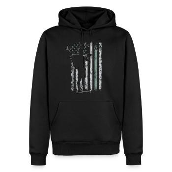 Observation des oiseaux Retro USA Flag 4 juillet - Sweat à capuche Premium bio Homme - noir - Devant - Nico (187cm)