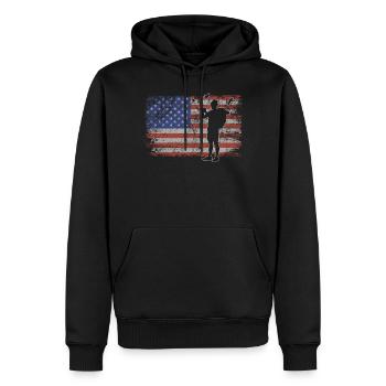 Observation des oiseaux Retro USA Flag 4 juillet - Sweat à capuche Premium bio Homme - noir - Devant - Nico (187cm)
