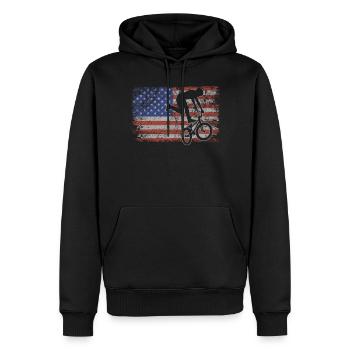 BMX Retro USA Flagge Fahrrad 4th of July BMX - Männer Premium Bio Hoodie - Schwarz - Vorne - Nico (187cm)