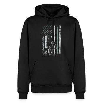 Bowling Retro USA Flag Bowling 4th of July - Men’s Premium Organic Hoodie - black - Front - Nico (187cm)