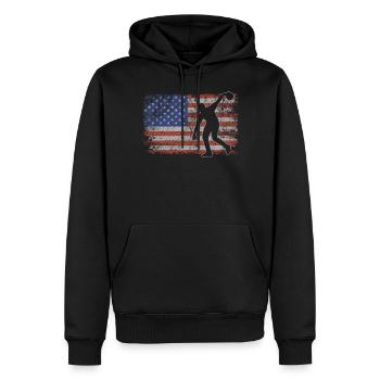 Bowling Retro USA Flag Bowling 4th of July - Men’s Premium Organic Hoodie - black - Front - Nico (187cm)