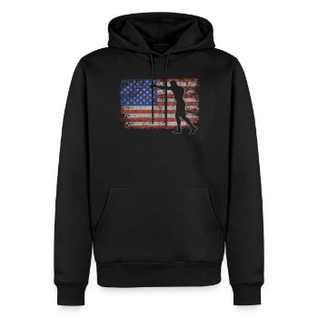 Boxe Rétro USA Flag MMA 4 juillet Boxe - Sweat à capuche Premium bio Homme - noir - Devant - Nico (187cm)