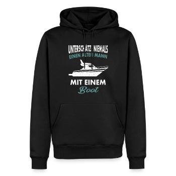 Unterschätze niemals einen alten Mann - Männer Premium Bio Hoodie - Schwarz - Vorne - Nico (187cm)