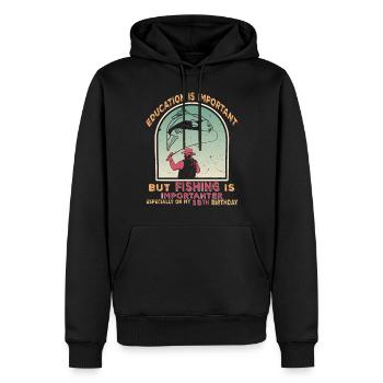 Angler 18 Geburtstag Angeln 18 Jahre Spruch - Männer Premium Bio Hoodie - Schwarz - Vorne - Nico (187cm)