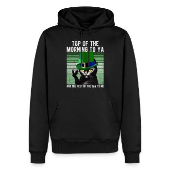 Top of the Morning To Ya Coffee Cup Cat Irlande - Sweat à capuche Premium bio Homme - noir - Devant - Nico (187cm)