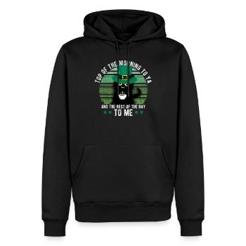 Top Of The Morning Coffee Cup Cat St. Patrick’s - Sweat à capuche Premium bio Homme - noir - Devant - Nico (187cm)