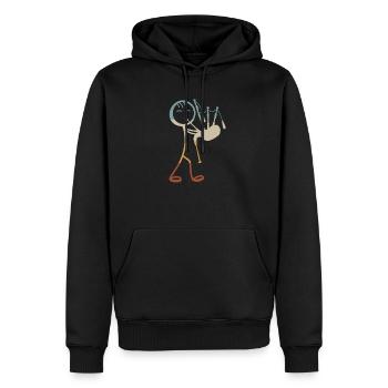 Bagpipe Player Stick Figure Bagpiper Bagpipe Instr - Sweat à capuche Premium bio Homme - noir - Devant - Nico (187cm)