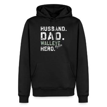 Pêche au Walley - Zander Dad - Sweat à capuche Premium bio Homme - noir - Devant - Nico (187cm)