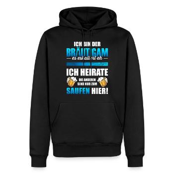 Bräutigam T-Shirt Junggesellenabschied Männer JGA - Männer Premium Bio Hoodie - Schwarz - Vorne - Nico (187cm)