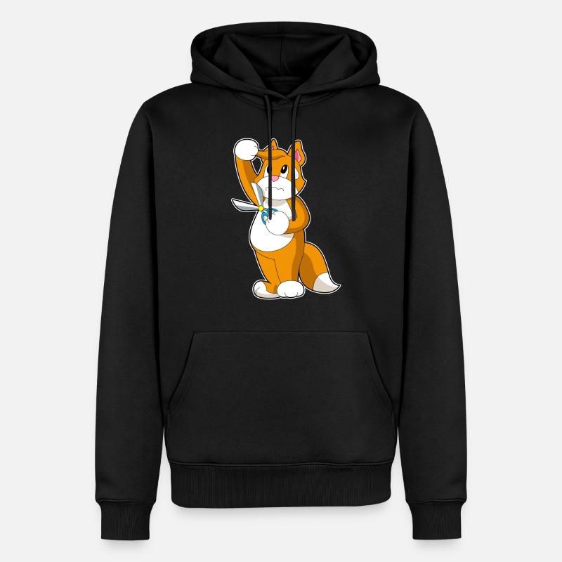 Cat Coiffeur Ciseaux - Sweat à capuche Premium bio Homme - noir