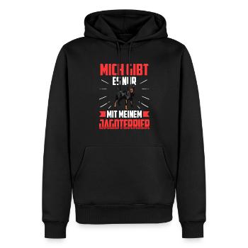 Nur mit meinem Jagdterrier Deutscher Jagdterrier - Männer Premium Bio Hoodie - Schwarz - Vorne - Nico (187cm)