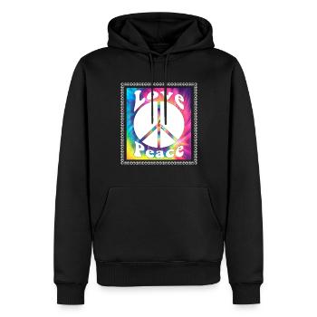 Hippie Tshirt Peace Movement Woodstock Boho Groove - Men’s Premium Organic Hoodie - black - Front - Nico (187cm)