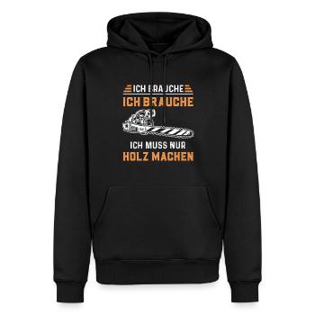 Holz Geschenke Chainsaw Kettensäge Waldarbeiter - Männer Premium Bio Hoodie - Schwarz - Vorne - Nico (187cm)