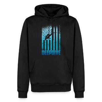 Plongée Drapeau US Freedive DeepDive - Sweat à capuche Premium bio Homme - noir - Devant - Nico (187cm)
