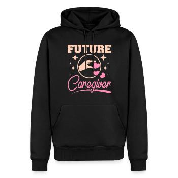 Formation des futures infirmières - Sweat à capuche Premium bio Homme - noir - Devant - Nico (187cm)