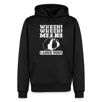 Wheek Wheek signifie que je t’aime - Sweat à capuche Premium bio Homme - noir - Devant - Nico (187cm)