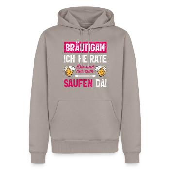 Kostüm Bräutigam T-Shirt Polterabend JGA Männer - Männer Premium Bio Hoodie - Taupe - Vorne - Nico (187cm)