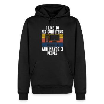 Technologie de soutien à la réparation d’ordinateurs - Sweat à capuche Premium bio Homme - noir - Devant - Nico (187cm)