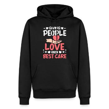 Donner de l’amour aux gens est le meilleur soin - Sweat à capuche Premium bio Homme - noir - Devant - Nico (187cm)