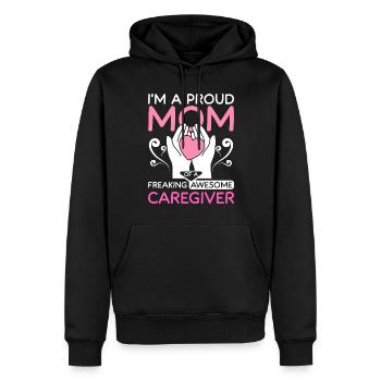 Mère d’un sacré grand soignant - Sweat à capuche Premium bio Homme - noir - Devant - Nico (187cm)