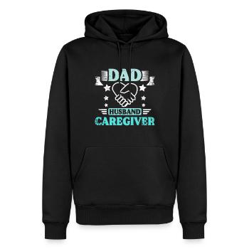 Fête des pères Papa Mari Soignant - Sweat à capuche Premium bio Homme - noir - Devant - Nico (187cm)