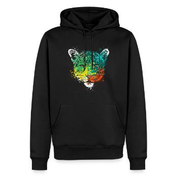 Splash Art Wildcat Cheetah Head - Sweat à capuche Premium bio Homme - noir - Devant - Nico (187cm)