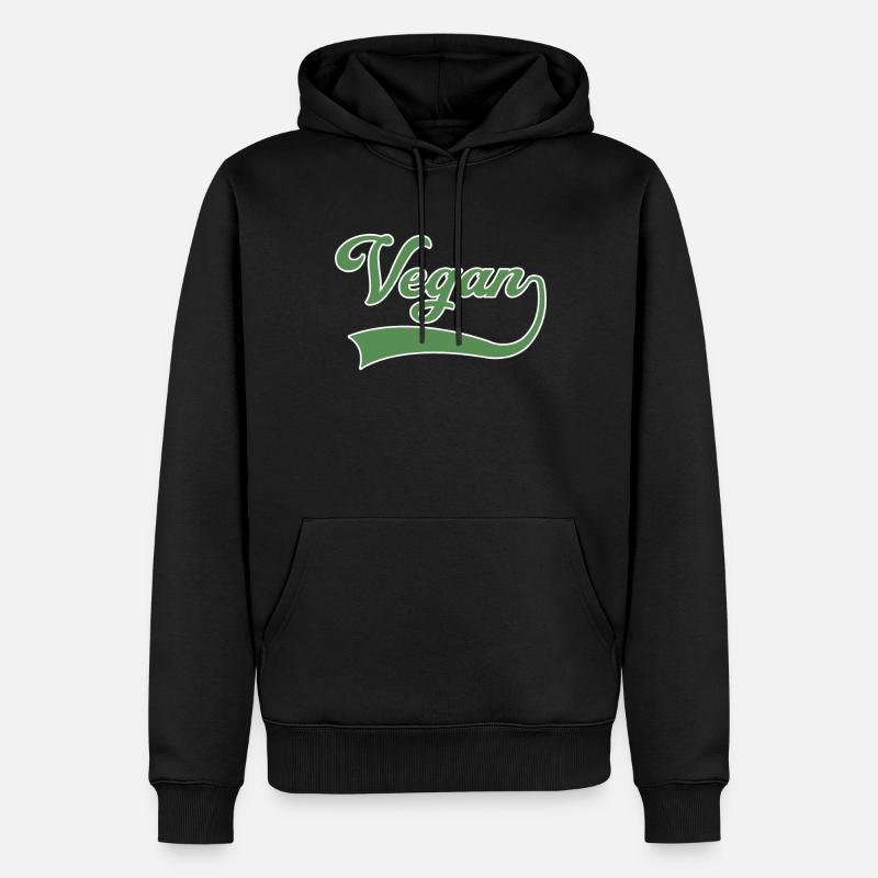 Lettrage végétalien - Sweat à capuche Premium bio Homme - noir