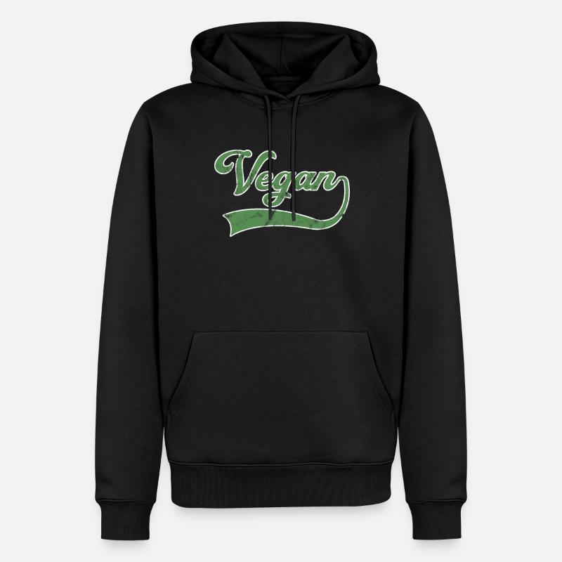 Lettrage végétalien - Sweat à capuche Premium bio Homme - noir