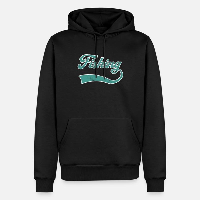 Lettrage de pêche - Sweat à capuche Premium bio Homme - noir