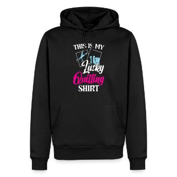 C’est ma courtepointe chanceuse - Sweat à capuche Premium bio Homme - noir - Devant - Nico (187cm)
