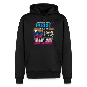 Je n’achèterai pas de tissu tant que je n’utiliserai pas - Sweat à capuche Premium bio Homme - noir - Devant - Nico (187cm)